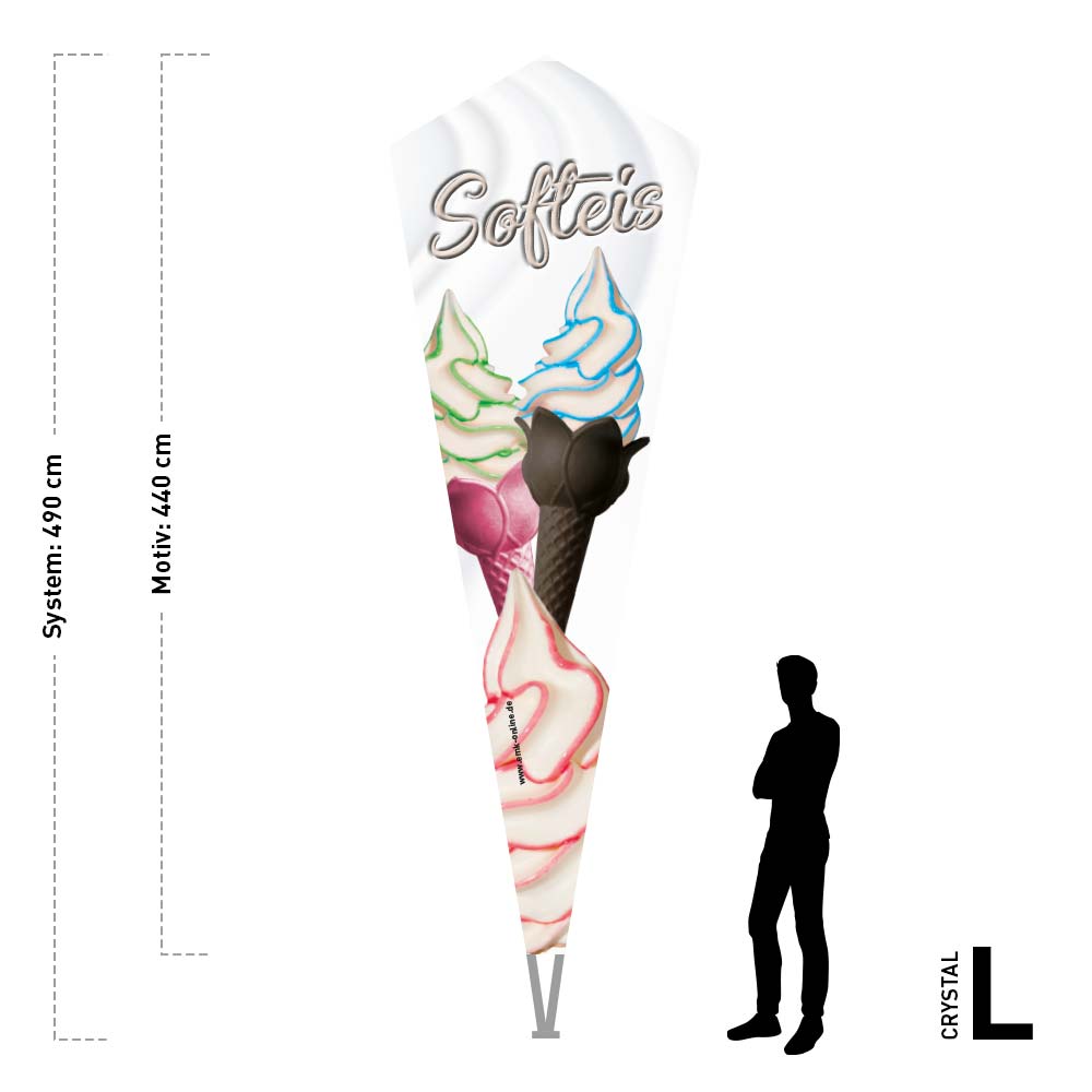 Beachflag "Softeis" 150 x 440 cm Crystalform, doppellagig